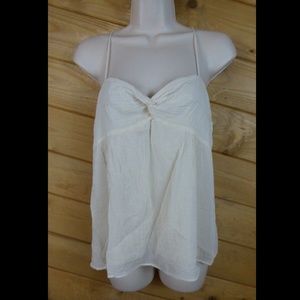 Theory L Cotton Silk Off White Cream Ivory Lotis Lined Twist Cami Top